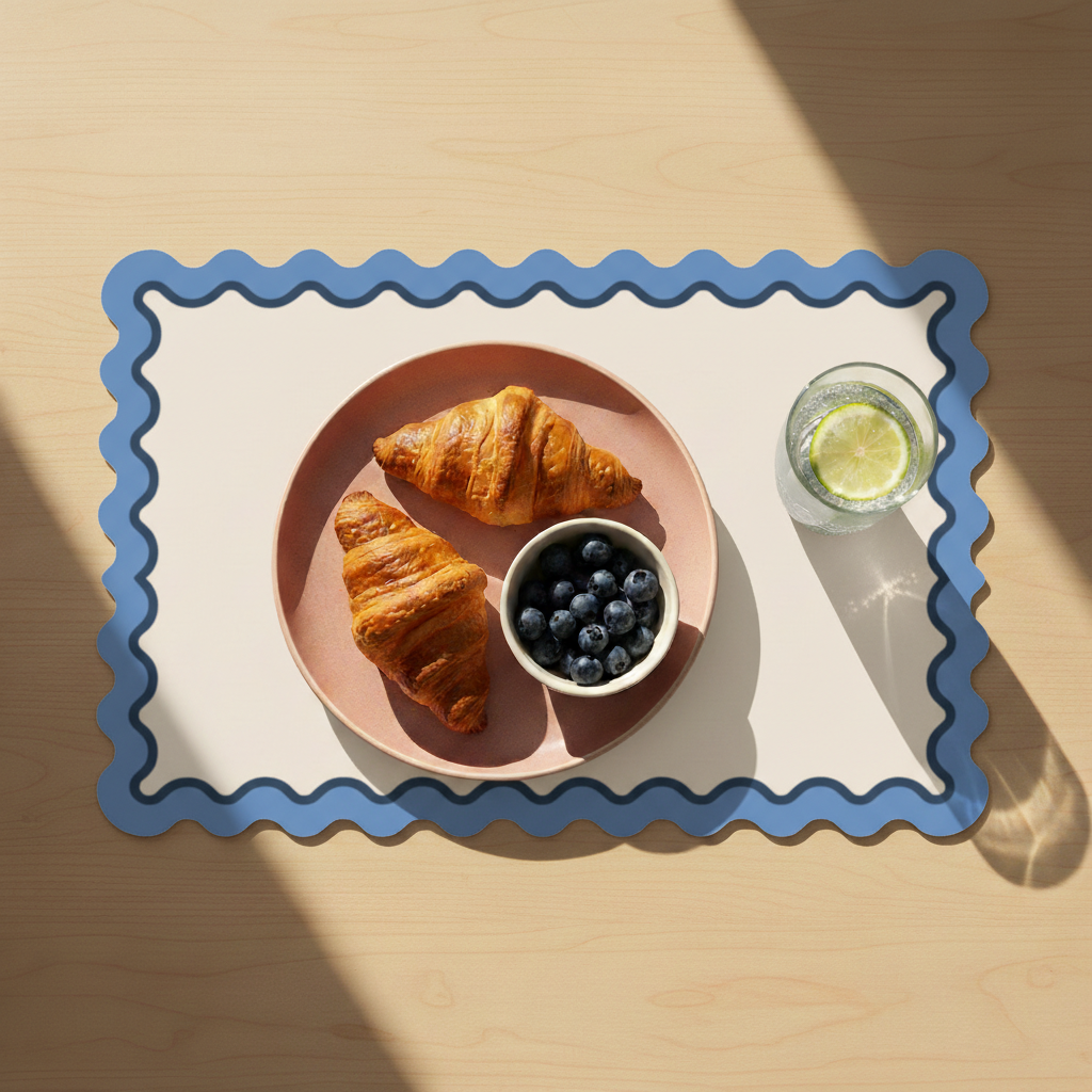 Rectangular placemat with waves