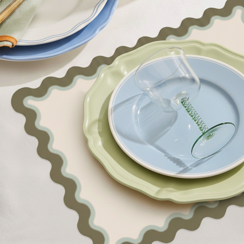 Rectangular placemat with waves