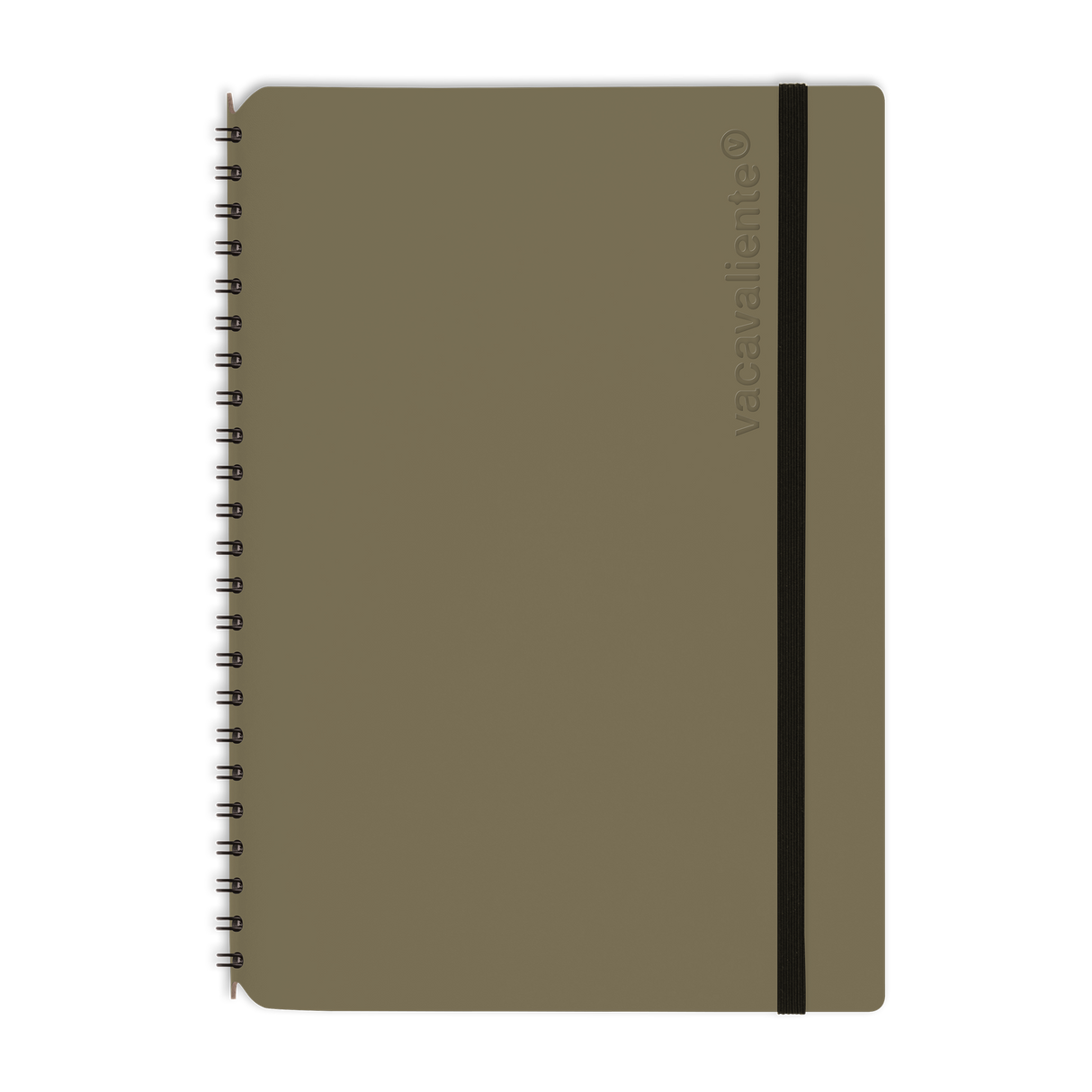 Libreta A5 de piel reciclada color oliva, cuaderno de notas elegante y sostenible.