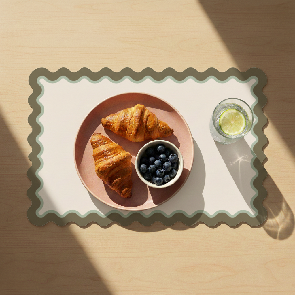 Rectangular placemat with waves