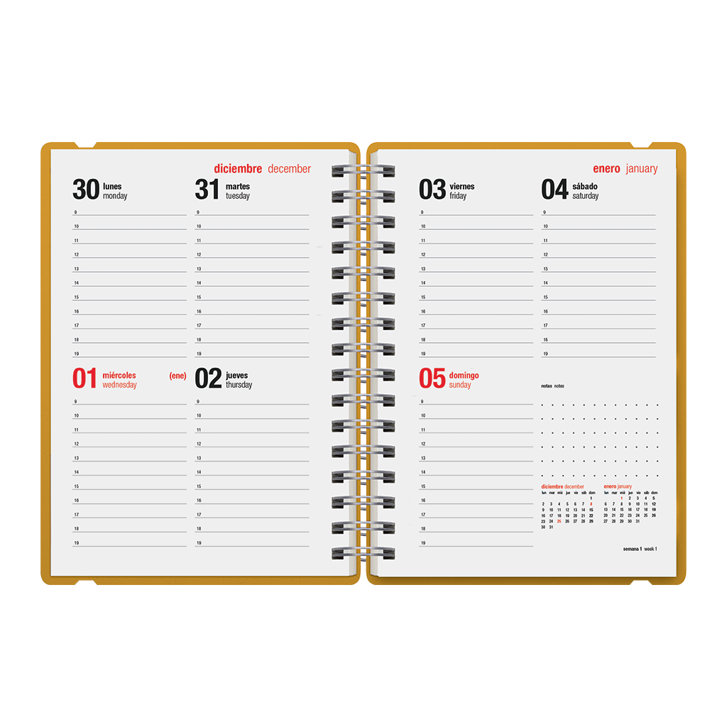 Agenda anual 2025 semanal A5 Colors Calabaza