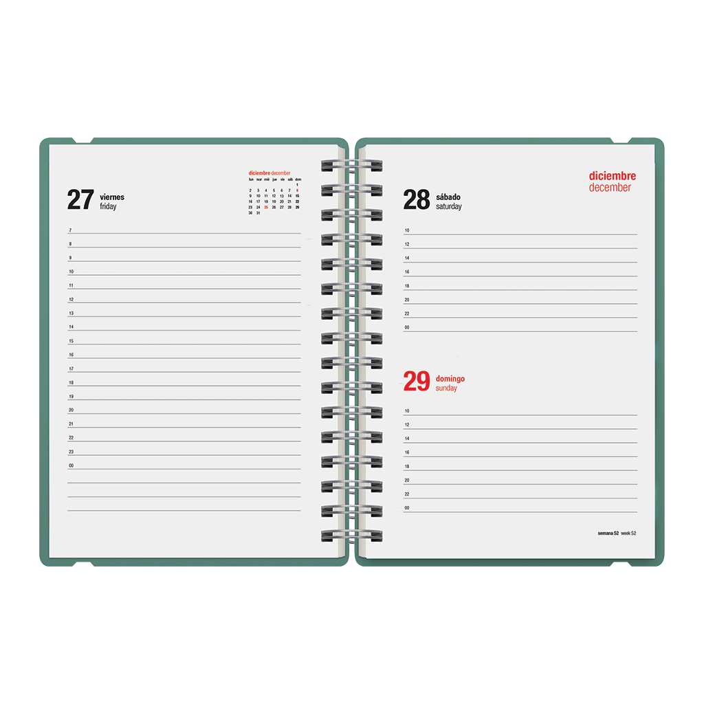 Agenda anual 2025 diaria A5 Colors Verde Lotus