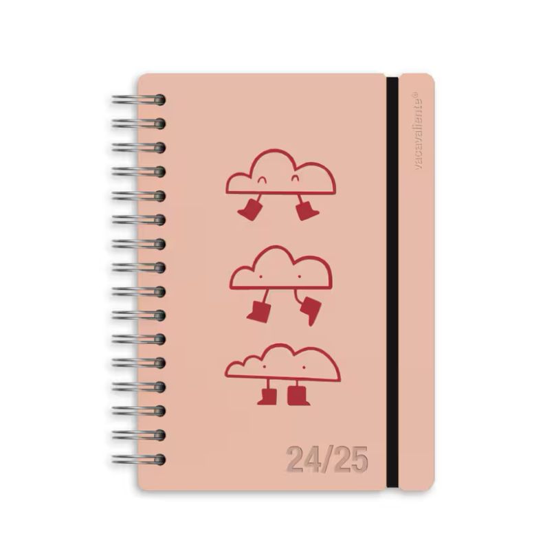 Diary course 2024/25 weekly Studio A5 Mini Pou Nube Vacavaliente pink bilingual