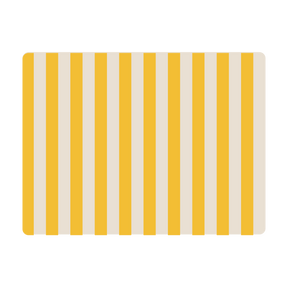 Mantel individual rectangular Rayas de vacavaliente en cuero reciclado, diseño geométrico color amarillo.