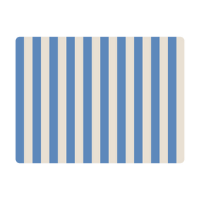 Individual de mesa rectangular con patrón de rayas azules, accesorio de diseño minimalista para comedor.