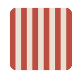 Posavasos cuadrado de piel reciclada con rayas rojas, detalle de color para mesas contemporáneas.