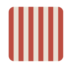 Posavasos cuadrado de piel reciclada con rayas rojas, detalle de color para mesas contemporáneas.