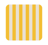 Posavasos cuadrado de piel reciclada con rayas amarillas, detalle de color para mesas contemporáneas.