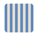 Posavasos Stripes azul y crema en cuero sostenible, diseño gráfico para proteger superficies.