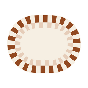 antel individual de mesa ovalado en cuero reciclado, diseño Soleil con estampado damero rojo.