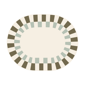 antel individual de mesa ovalado en piel reciclada, diseño Soleil con estampado damero verde.