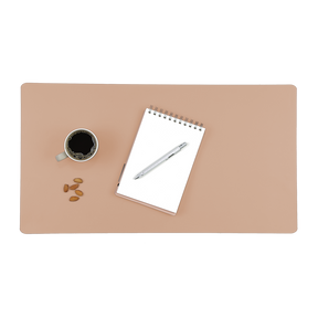 Vade de escritorio de piel reciclada color almond, tamaño grande.