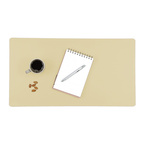 Vade de escritorio de piel reciclada color vanilla.