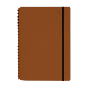 Libreta A5 de piel reciclada color matone, cuaderno de notas elegante y sostenible.