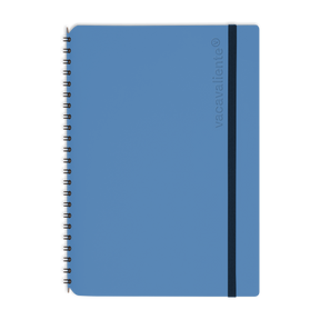 Libreta A5 de piel reciclada color azul, cuaderno de notas elegante y sostenible.