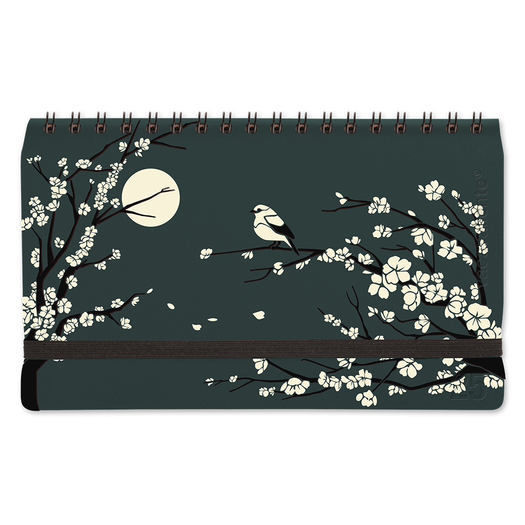 Agenda anual 2025 Plein Air Pocket Sakura Verde Semanal